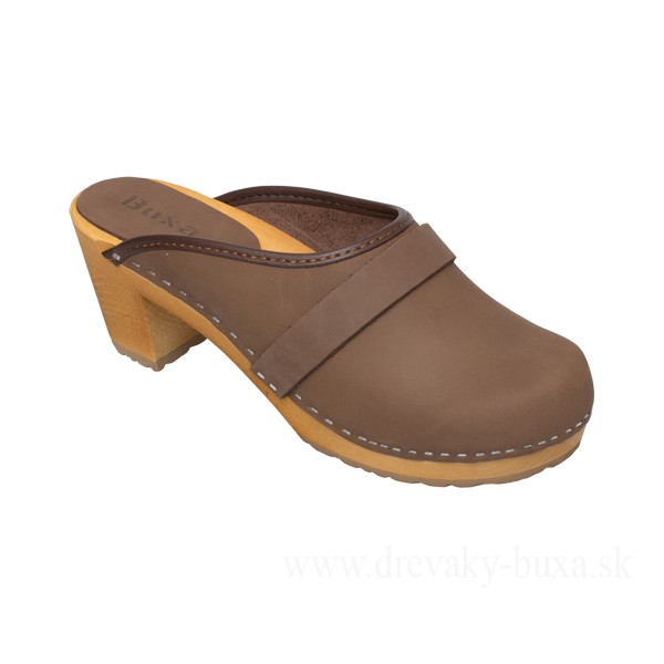 Women's High Heel Clogs OS1 - Brown Nubuck