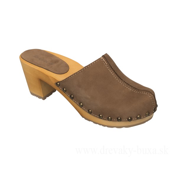 Damen-Clogs mit hohem Absatz OS2 – helles Nubuk