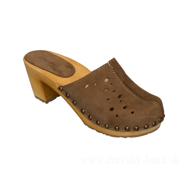 Damen-Clogs mit hohem Absatz OS2PF – Helles Nubuk