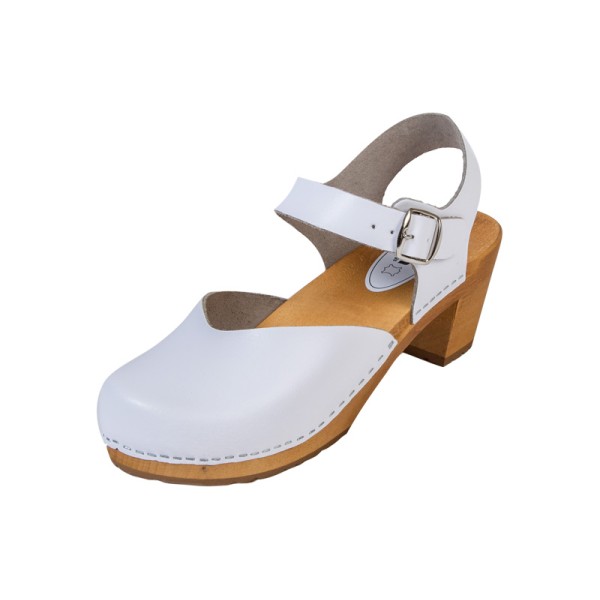 Damen OS3 Clog-Sandalen mit hohem Absatz – Weiß