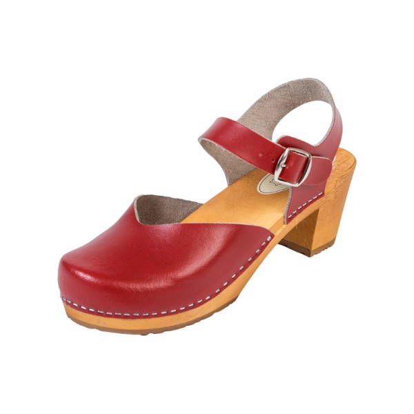 OS3 Damen-Clog-Sandalen mit hohem Absatz – Rot