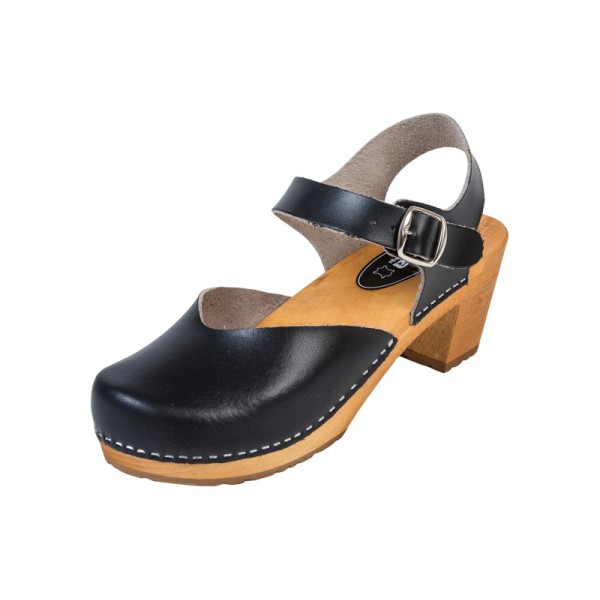 OS3 Damen-Clog-Sandalen mit hohem Absatz – Schwarz