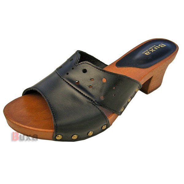 Damen-Clogs mit niedrigem Absatz KD10 – Schwarz