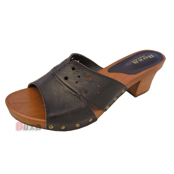 Damen-Clogs mit niedrigem Absatz KD10 – Braun