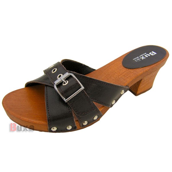 Women's Low Heel Clogs KD20 - Brown