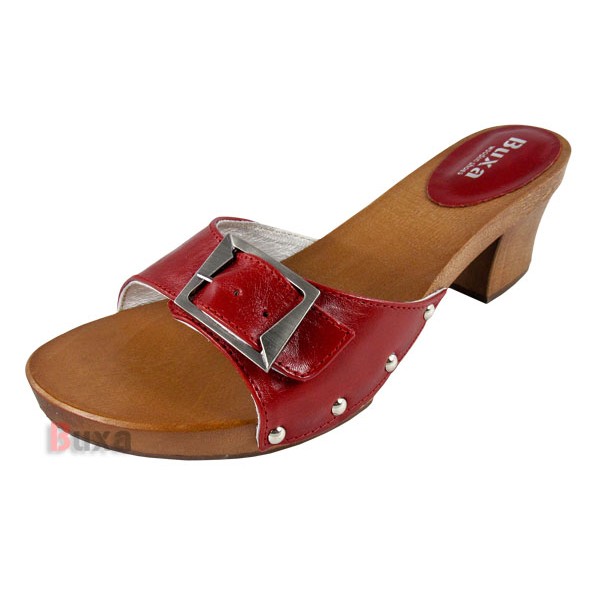 Damen-Clogs mit niedrigem Absatz KD40 – Rot