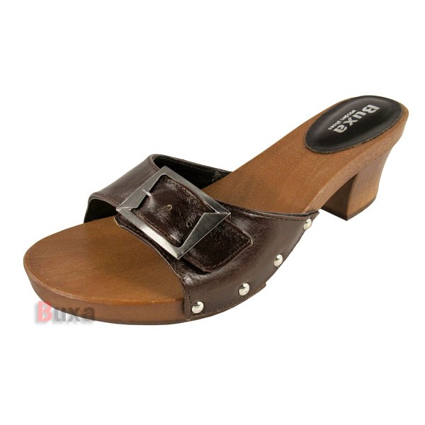 Damen-Clogs mit niedrigem Absatz KD40 – Braun