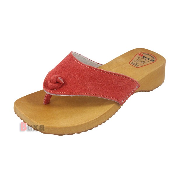 Damen Clogs Flip Flops J1 - Rotes Wildleder