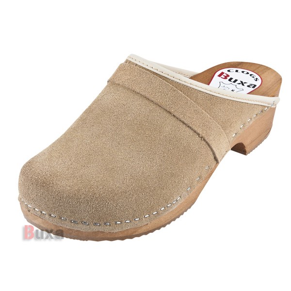 Klasik P1 Holzschuhe – Beige Wildleder