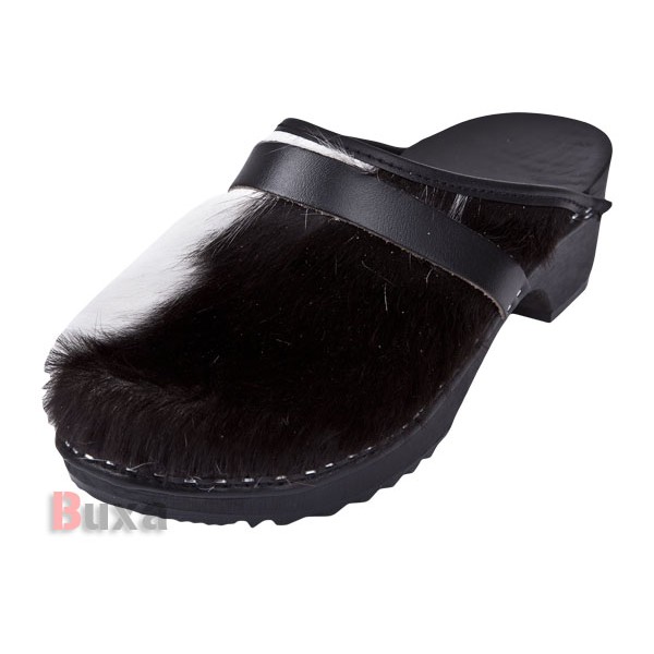 Clogs Klasik P1 - Leather With Black and White Fur
