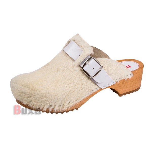 Clogs Klasik PM1 - Leather With White Fur