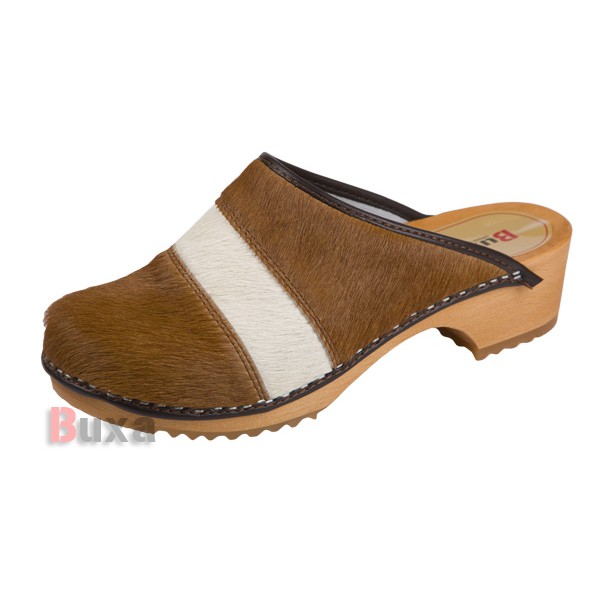 Clogs Klasik PPK - Leather With Brown White Fur