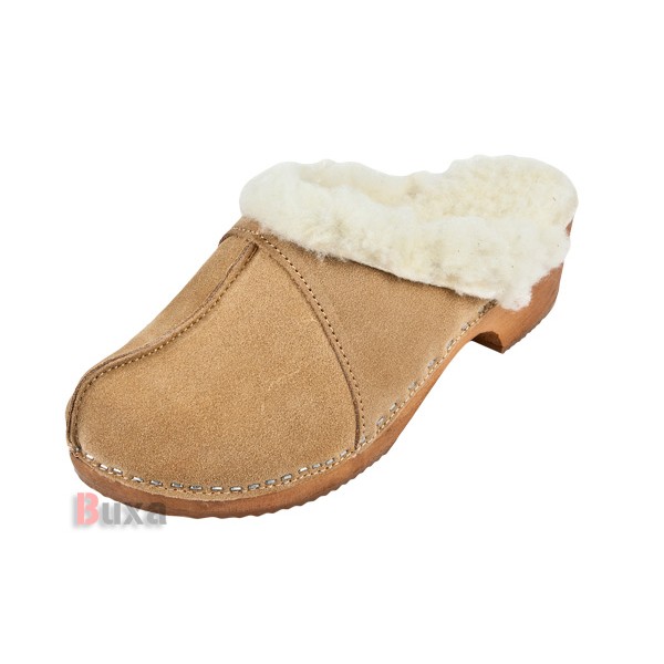 Beheizte Damen-Clogs Klasik PFU – Beige Wildleder