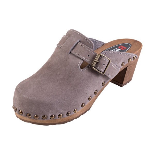 Women's High Heel Clogs OS4 - Gray Nubuck