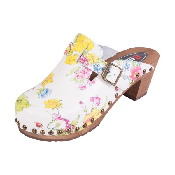 Damen-Clogs mit hohem Absatz OS4 – Blumenmuster