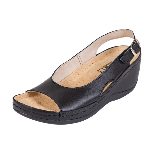 Clogs On Rubber Sole SuperKomfort FPU25 - White With Dark Blue Stripe