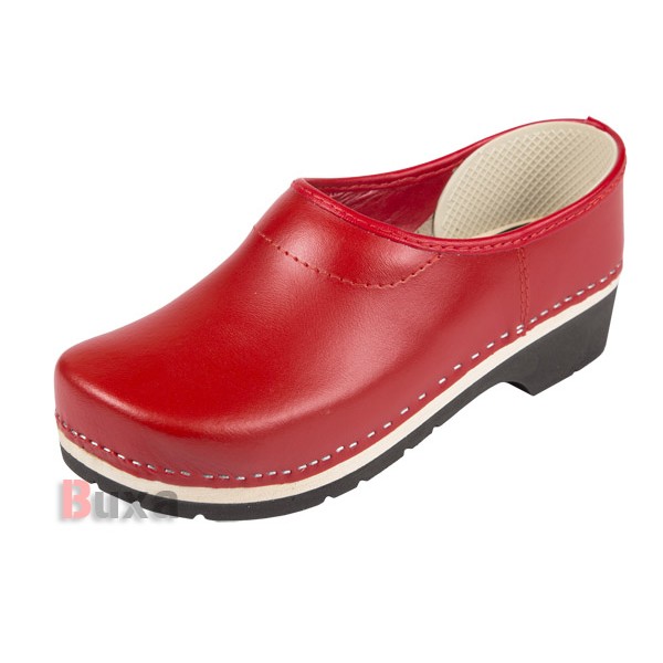 Wooden Galoshes On Rubber Sole SuperKomfort ZPU3 - Red and Black