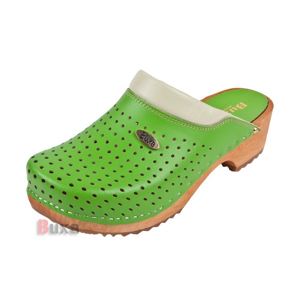 Pantofi suedezi din lemn F11 - verde