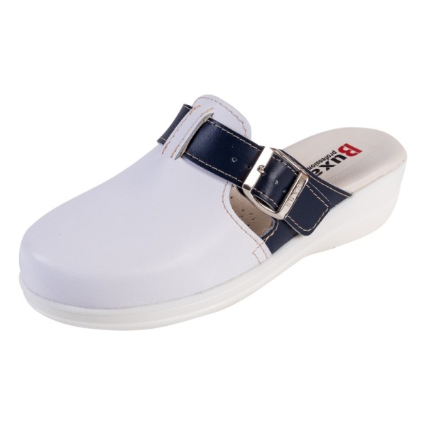 Medical shoes MED20 - White With Dark Blue Stripe
