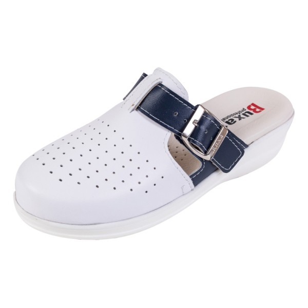 Medical shoes MED21 - White With Dark Blue Stripe