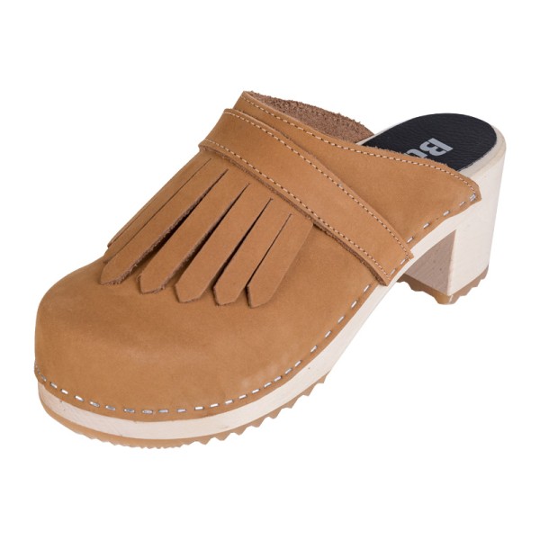 Women's High Heel Clogs OS51 - Honey Nubuck