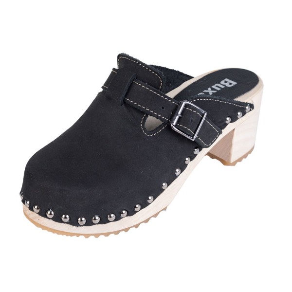 Women's High Heel Clogs OS52 - Black Nubuck