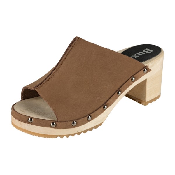 Damen-Clogs mit hohem Absatz OS53 – helles Nubuk