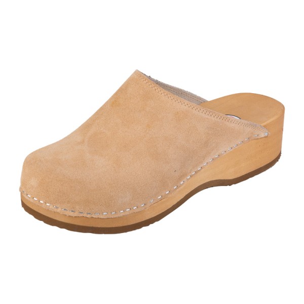 Damen-Plateau-Clogs PZM1 – Beiges Wildleder