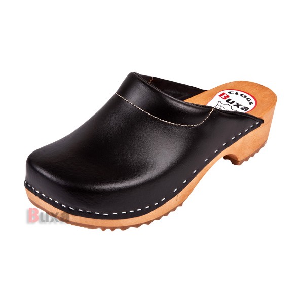 Pantofi suedezi din lemn F3 - negru