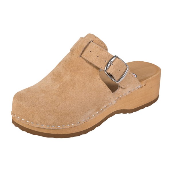 Damen-Plateau-Clogs PZM2 – Beiges Wildleder