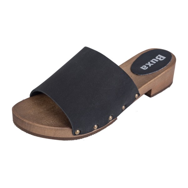 Damen Clogs Flip Flops L40 - Schwarzes Nubuk