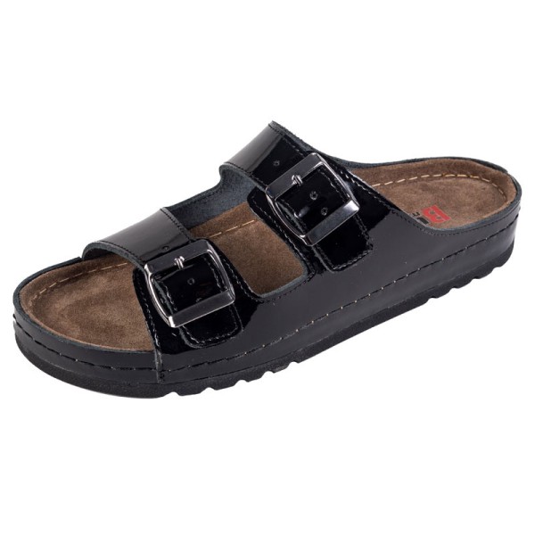 Pantofi medicali de dama MEMORY - Flip flops - BZ110 - Black Shiny