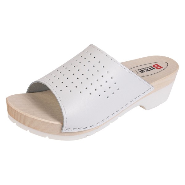 Wooden Slippers On Rubber Sole KPU4 - White