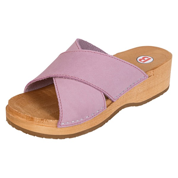 Damen-Plateau-Clogs PZM6 – Rosa Nubuk