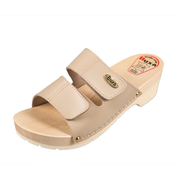 Wooden Slippers On Rubber Sole KPU1 - Beige