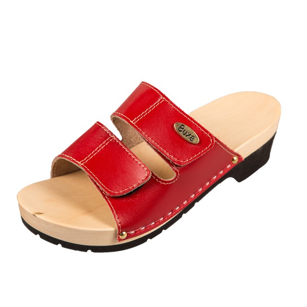 Wooden Slippers On Rubber Sole KPU1 - Red