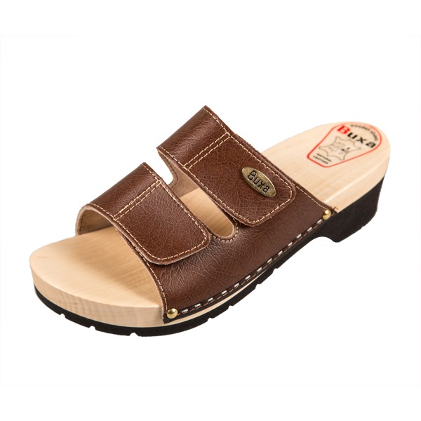 Wooden Slippers On Rubber Sole KPU1 - Brown