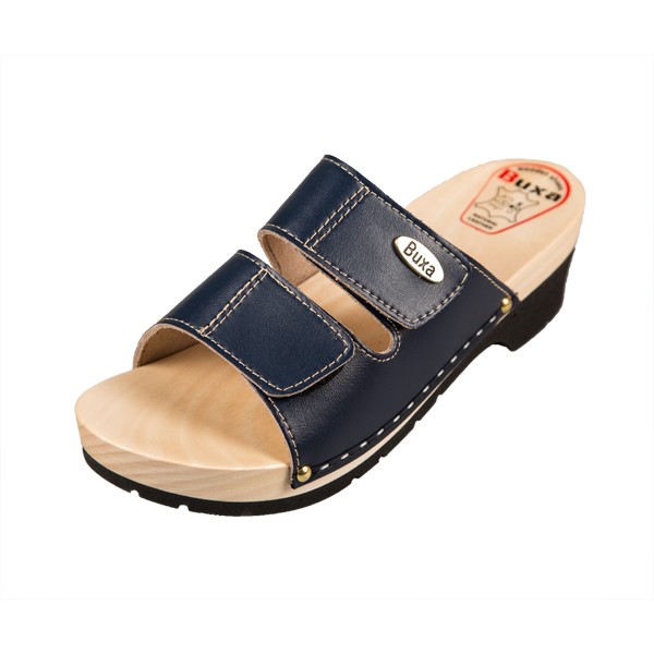 Wooden Slippers On Rubber Sole KPU1 - Dark Blue