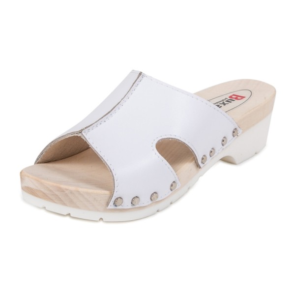 Wooden Slippers On Rubber Sole KPU2 - White