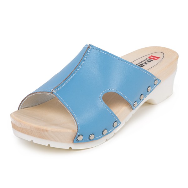 Wooden Slippers On Rubber Sole KPU2 - Blue