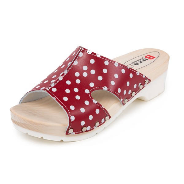 Wooden Slippers On Rubber Sole KPU2 - Dotted